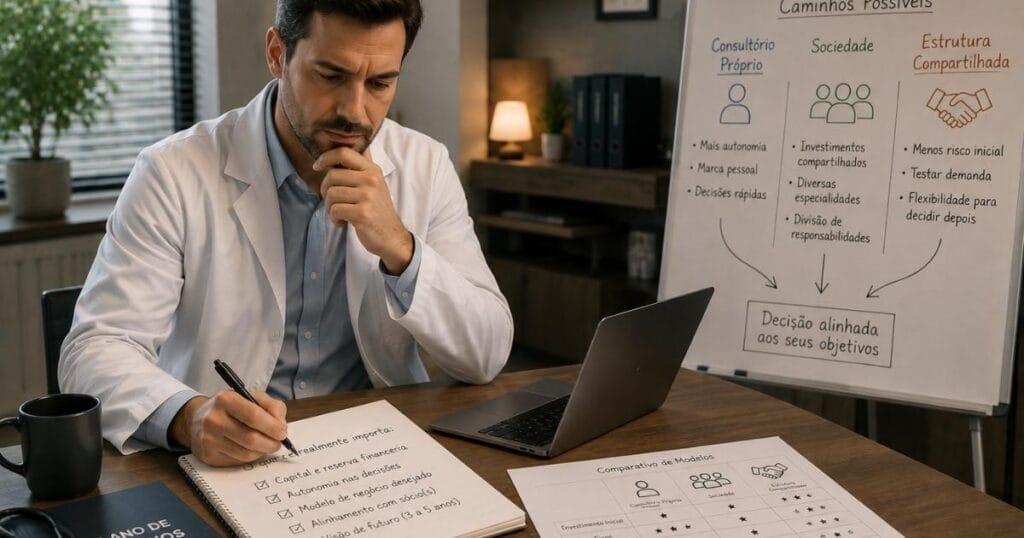 Como escolher entre consultório próprio e sociedade?