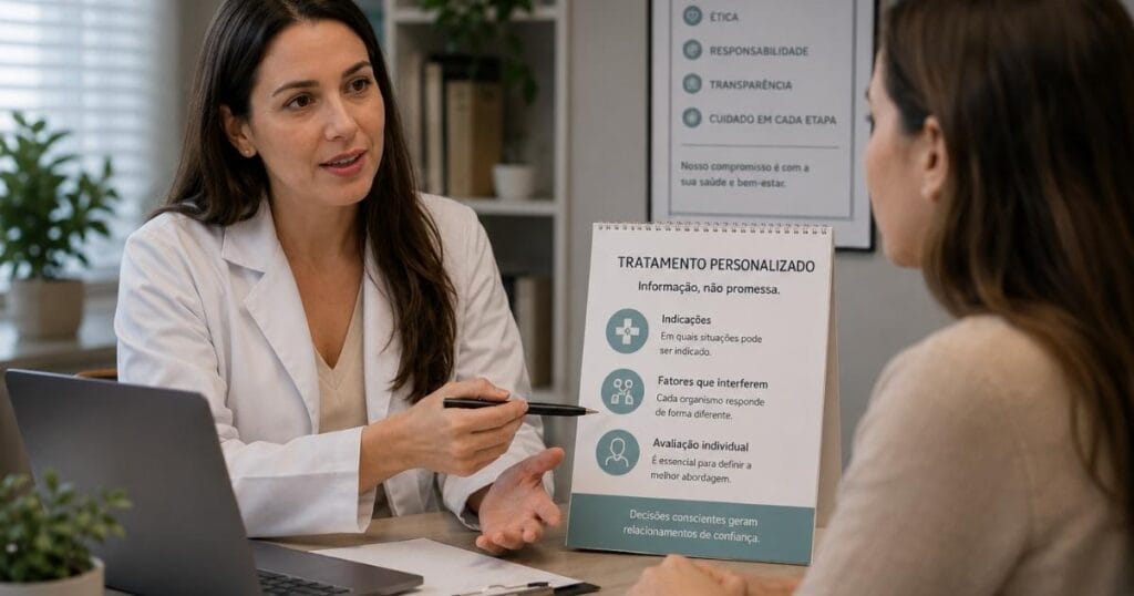 Não prometa cura, resultado garantido ou superioridade.