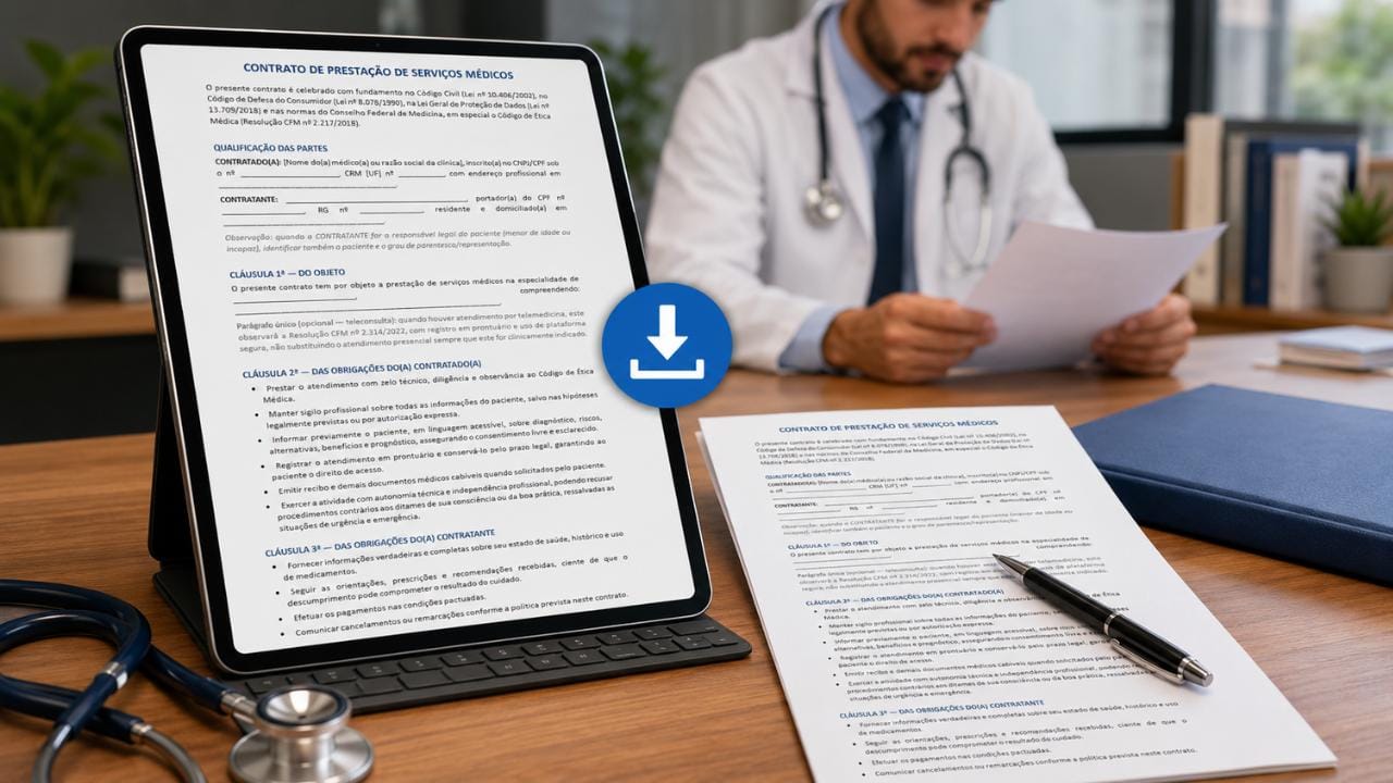 Modelo Grátis de Contrato de Prestação de Serviços Médicos.