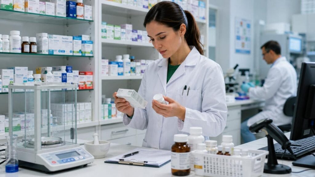 Profissional farmaceutica.