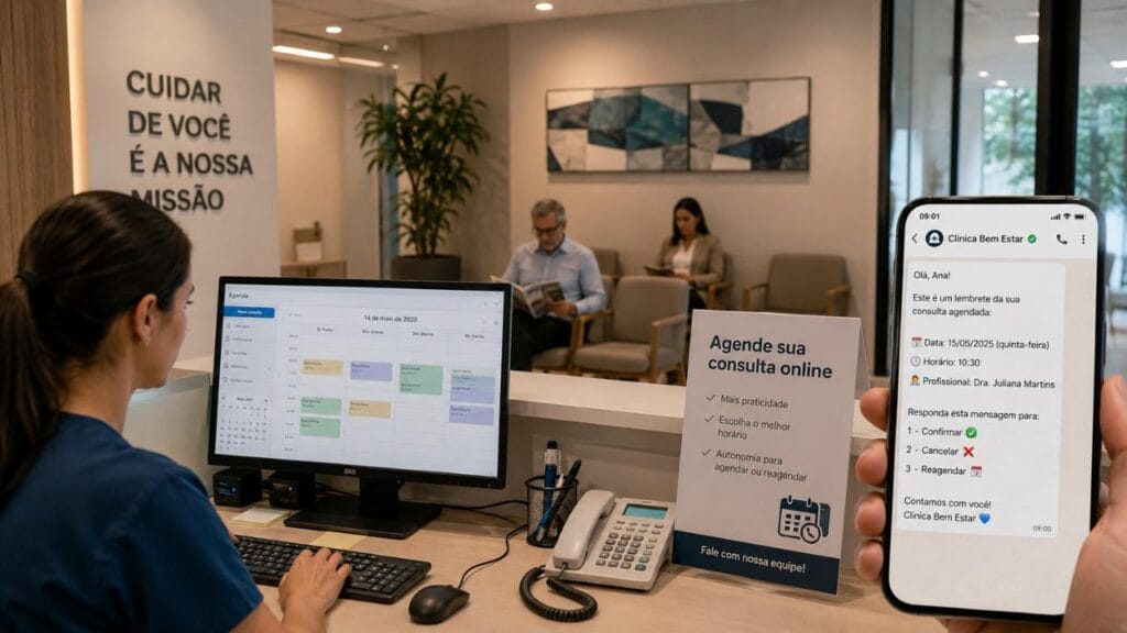 Como a clínica organiza a agenda e o acesso do paciente?