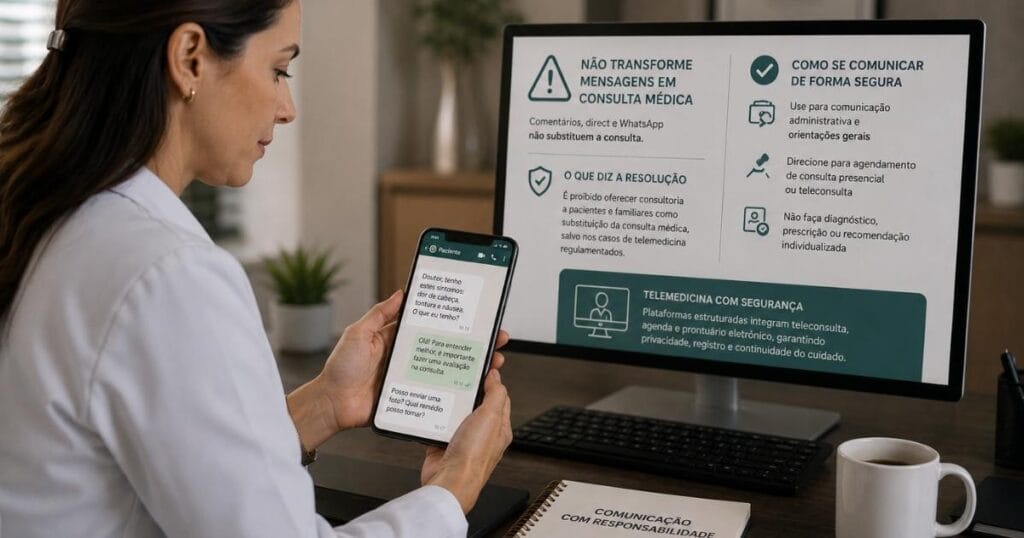 Não transforme comentários, direct ou WhatsApp em consulta improvisada.